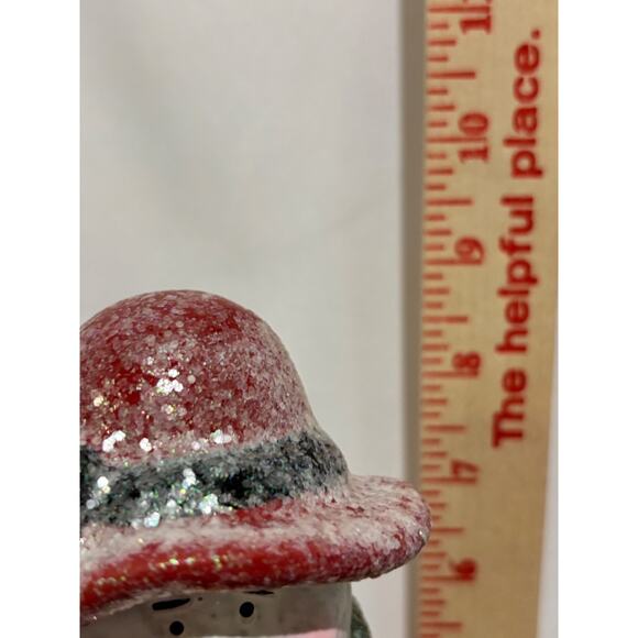 VINTAGE CHRISTMAS DECOR pottery SNOWMAN FAMILY W/ MIRROR HAND PAINTED Country - Picture 8 of 16